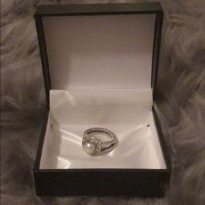 David Yurman Pearl Ring with Diamonds